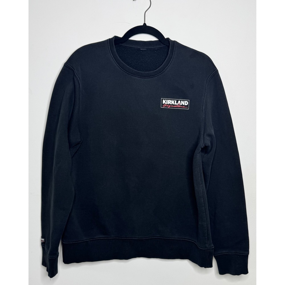 Kirkland Signature Costco Logo Crewneck Sweatshirt Black Unisex Cotton Blend